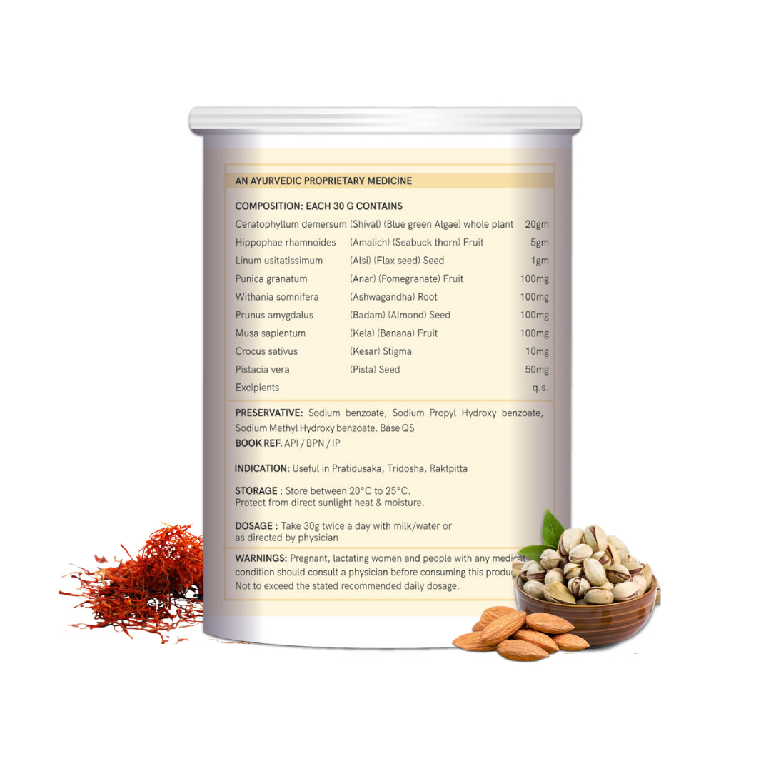 Immunity Booster Powder 200g | Kesar Pista Flavour | Ayurvedic Vitality Blend with Ashwagandha, Sea Buckthorn & Blue Green Algae | Vegan & Natural Energy Support