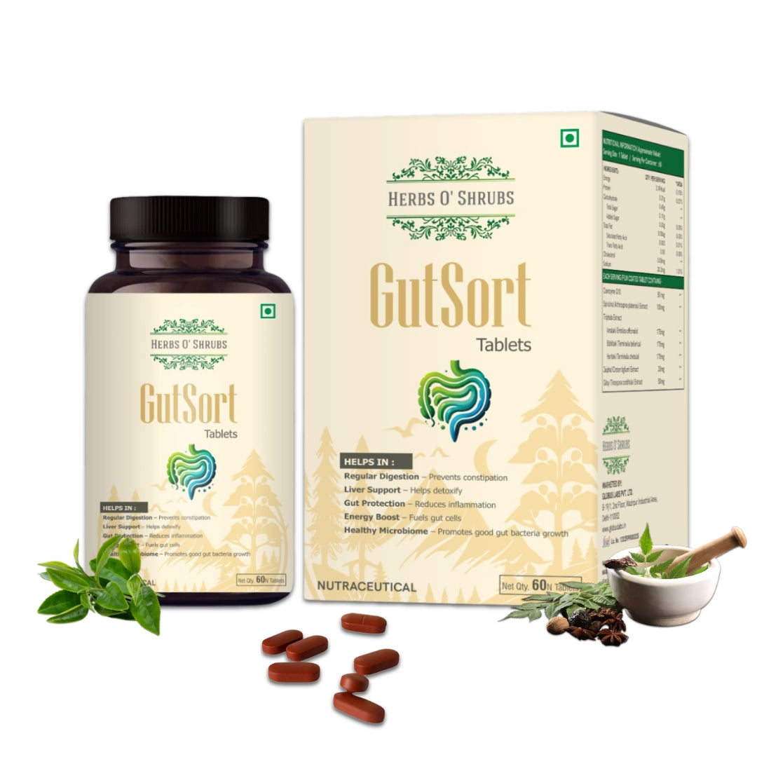 Ayurvedic Gut Health Tablets | 60 Plant-based Tablets | With Triphala, Spirulina, CoQ10, Jaiphal | Supports Digestion, Immunity & Energy | Natural Cleanse & Detox Supplement
