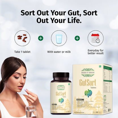 GutSort: Ayurvedic Digestion & Gut Health Supplement (60 Vegan Tablets)