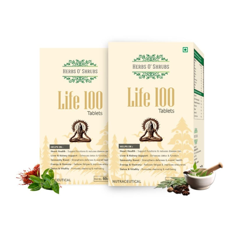 Life-100: Ayurvedic Daily Energy & Vitality Supplement (60 Vegan Tablets)