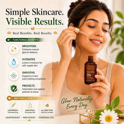 PureGlow Face Serum | Vitamin C, Niacinamide & Green Tea | 30ml